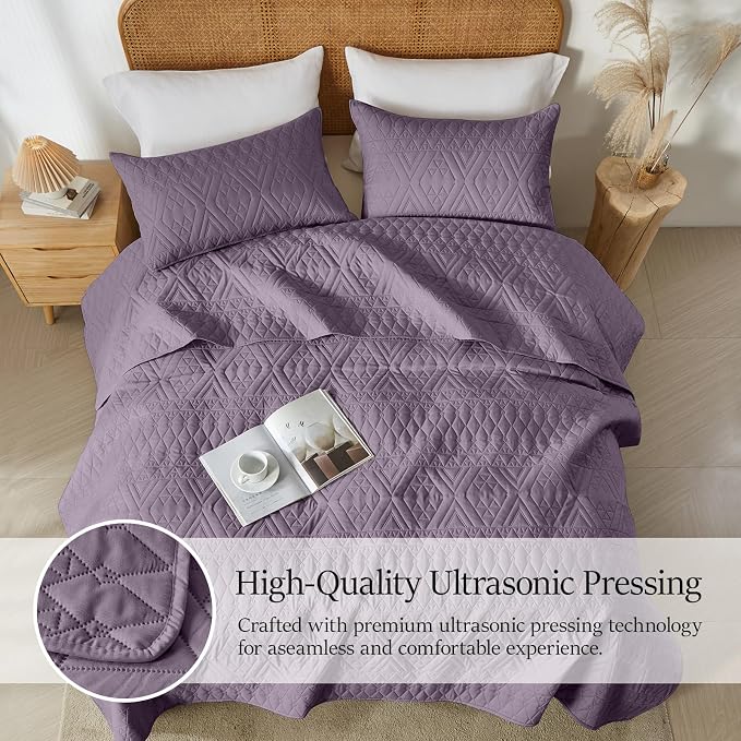 akkialla King/Cal King Quilt Set, Boho Geometric Pattern, Soft All-Season - Image 3