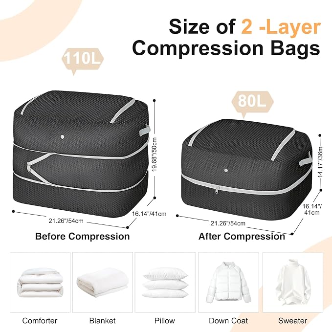 Comforter Storage Bag - 110L Large Capacity Blanket Storage Bags 2-Layer Ultra - Image 2