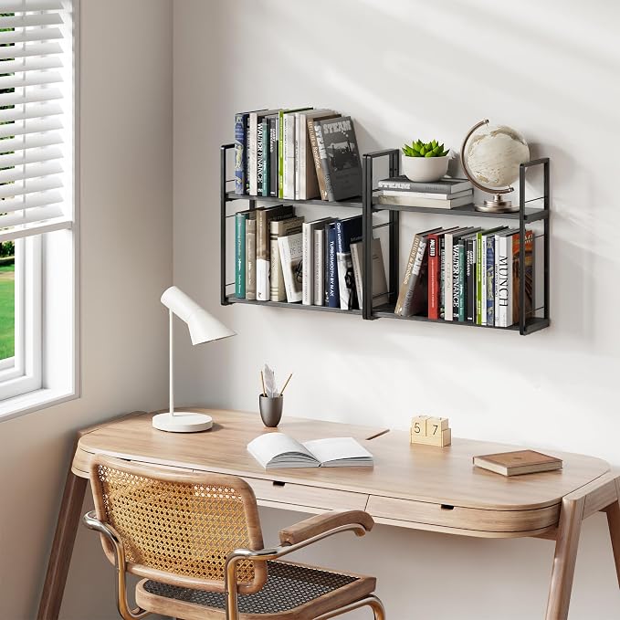 2-Layer Wall Bookshelf for Book Storage, Floating Book Shelves for Wall - Image 3