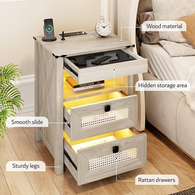 LED Bedside Table Set of 2 - Image 7