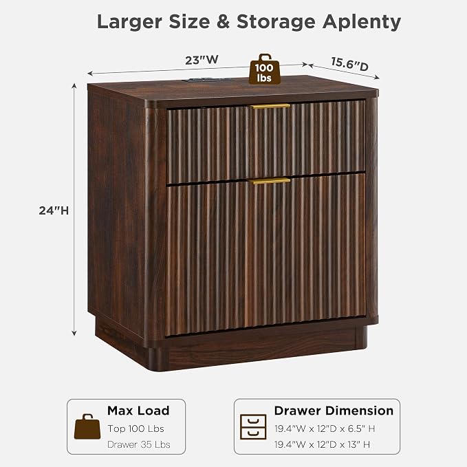 T4TREAM 23'' Fluted Nightstand - Image 2