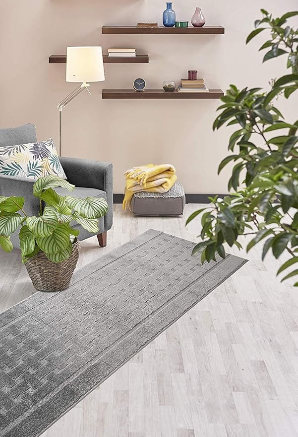 Non Slip Washable Carpet Runner Rug with Rubber Backing, Custom Floor Mat for Kitchen Hallway Stairs Bedroom Bathroom Entry, Grey, Your Choice of Length, 26 Inch X 26 feet