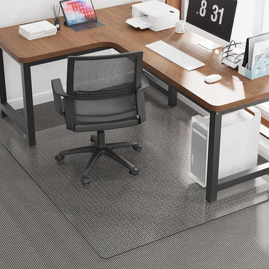 50”x 60”Carpet Floor Mat for Office Chair, Clear Desk Chair Floor Mat for Carpet for Medium/Low Pile, HeavyDuty Chair Mats for Carpeted Floors, Studded Desk Mat for Carpets for Homes and Offices