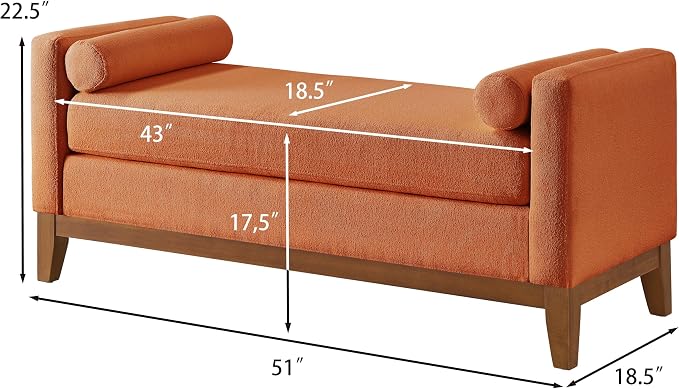 51” Bed Ottoman Bench for Bedroom, Boucle Upholstered End of The Bed Bench - Image 2
