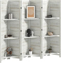 HOMCOM Room Divider with Shelves 6 Panel 67" Wood Screen Distressed White | 3 by HOMCOM