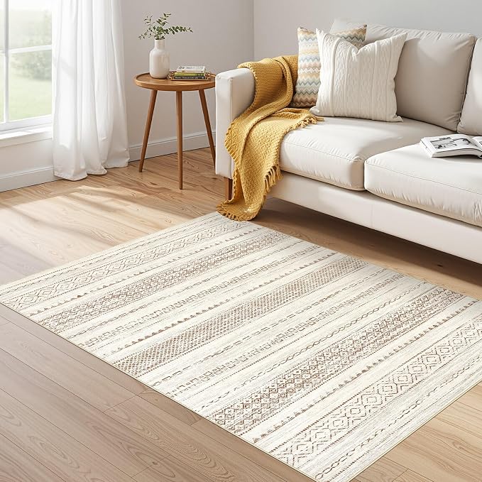 Nakagishi Boho 3x5 Area Rug Living Room Rugs Machine Washable Brown | Soft by NakagishiAreaRug