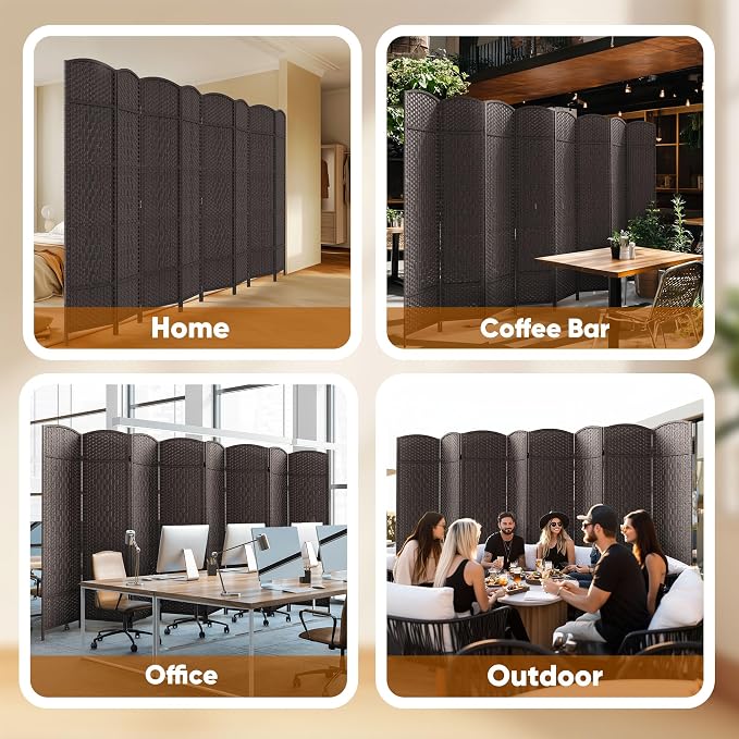 8 Panel Room Divider, Privacy Screen & Room Separation, Extra Wide | Paper - Image 8