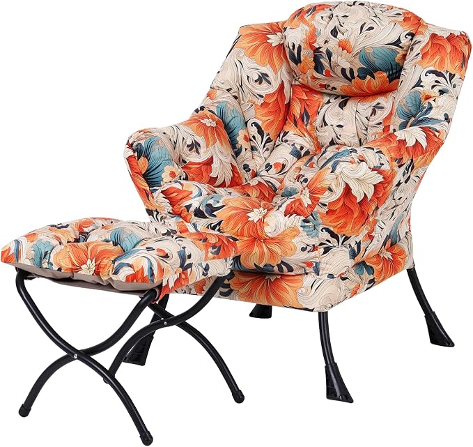 Welnow Lazy Chair with Ottoman, Reading Chair with Footrest, Foldable Footrest by LifeGetsBetterWithWelnow