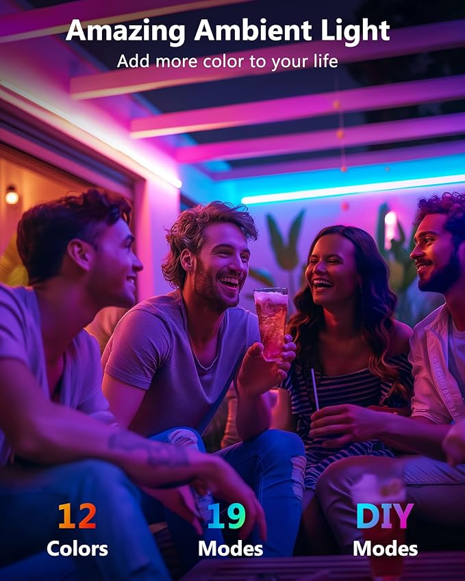 HitLights LED Strip Lights, 4 Pre-Cut Waterproof RGB Small LED Light Strip Kit Dimmable Color Changing SMD 5050 LED Tape Light with RF Remote, UL-Listed Power Supply and Connectors for TV Bedroom Home