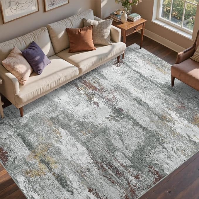 5x7 Ft Abstract Area Rugs for Living Room, Soft Non-Slip Modern Washable Rugs by Cuzwlovita