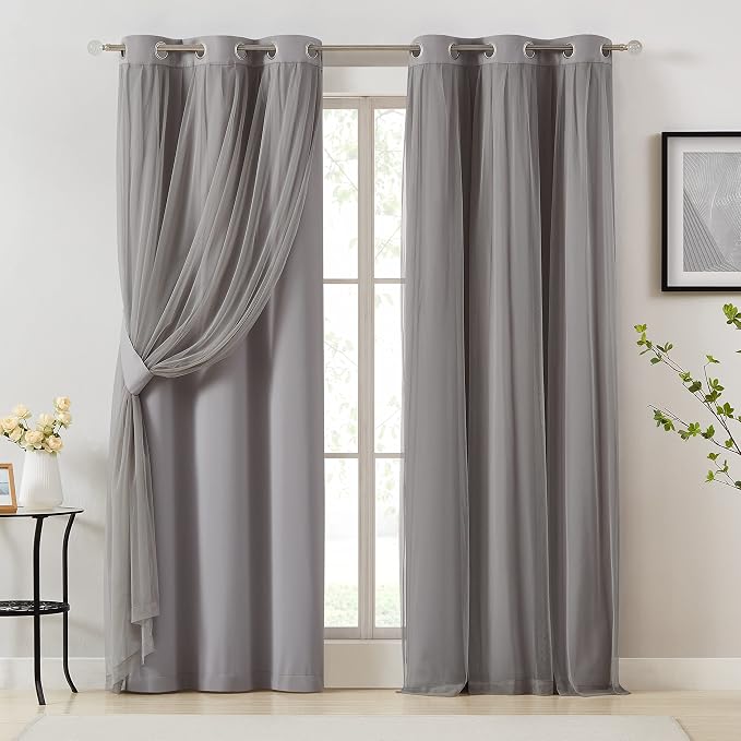 Bujasso Grey 90% Blackout Curtains by Bujasso