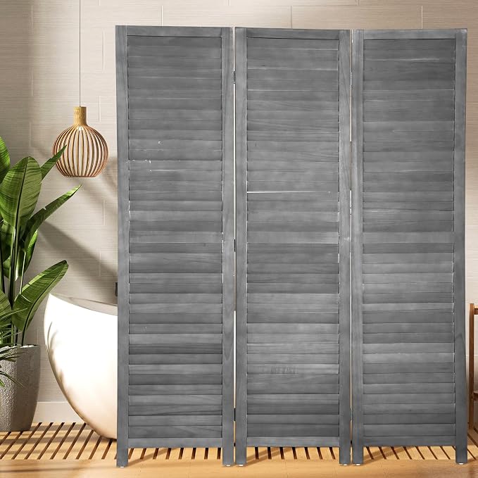 BLKMTY Room Divider 3 Panel Privacy Screen Folding Screen Tall Wood Dividers by BLKMTY