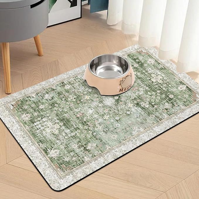 Pet Food Mats for Floor, Absorbent Dog Mat for Food and Water Dispenser Mat, Dog Food Mat Quick Dry Cat Food Mat Pet Supplies