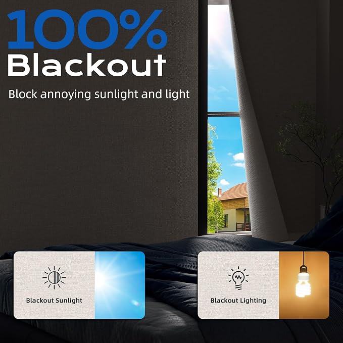 Linen Blackout Curtains for Bedroom, Temporary Blackout Shades - Image 2