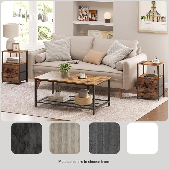 TUTOTAK LED End Table with Charging Station, Night Stand | Side Table with 2 - Image 8