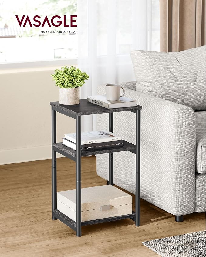 VASAGLE Side Table, Small End Table, Tall Nightstand, Steel Frame | - Image 4