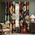 jinchan Black Boho Floral Blackout Curtains 108 Inch Grommet 2 Panels | Room by JINCHAN