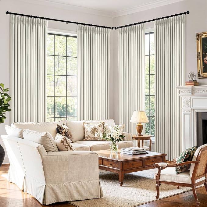 MIULEE Pinch Pleated 100% Blackout Curtains 40"x84" Beige White 4 Panel Set | - Image 6