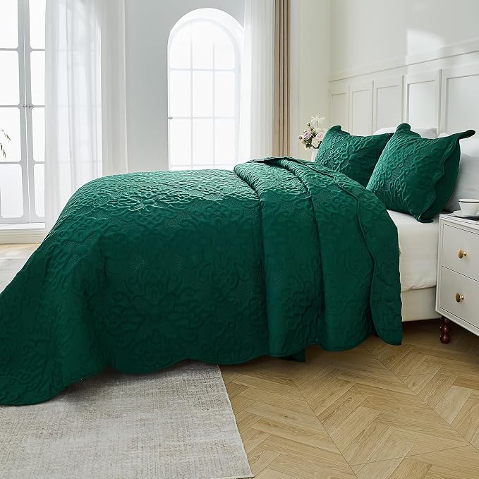 Kingnex Oversized King Bedspreads 128x120 Rain Forest Green | Lightweight - Image 4