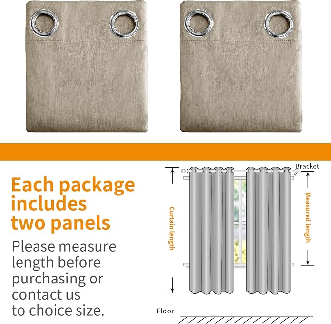 YoungsTex Taupe Linen 100% Blackout Curtains - Image 9