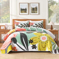Oversized King Quilt Set Green, 128x120 Floral Super King Bedspread | 3 Pieces by Andency