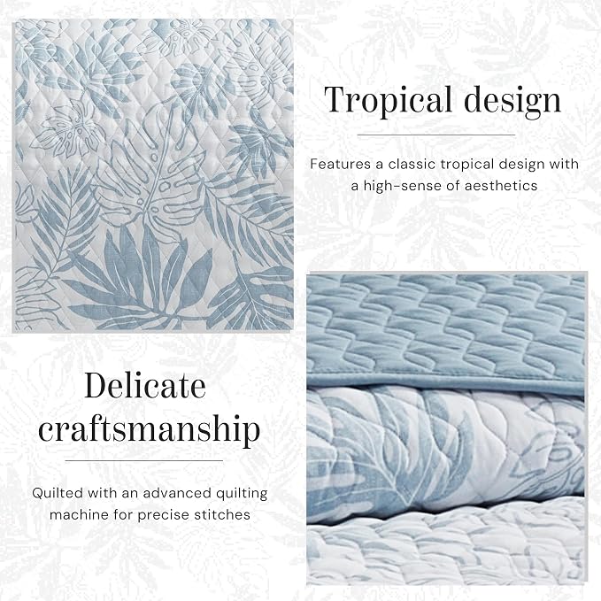 King Quilt Set-3 Pieces Soft Bedding Floral Reversible Coverlet | All Seasons - Image 4