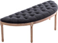 chairus 55" Button Tufted Semi-Circle Dining Bench Linen Halfmoon Entryway by CHAIRUS