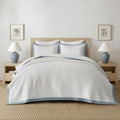 Cotton Border Frame Tack-Stitch Quilt Bedding Set King Size, Coastal Oversized by EVERGRACEHOME