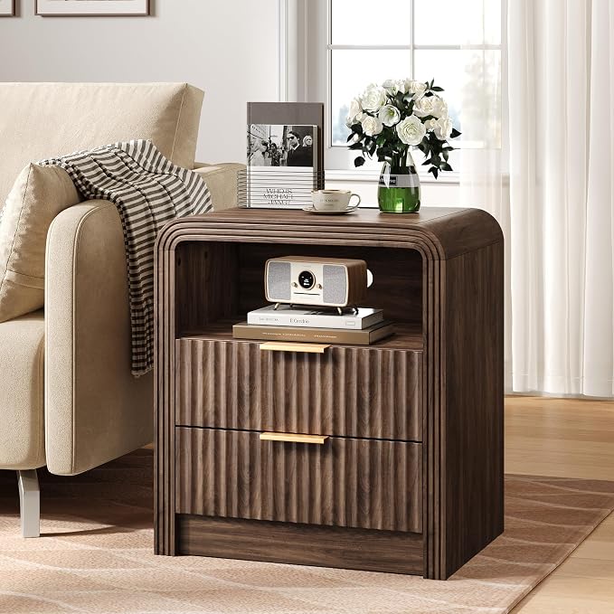Decofy Fluted 2-Drawer Nightstand by Decofy