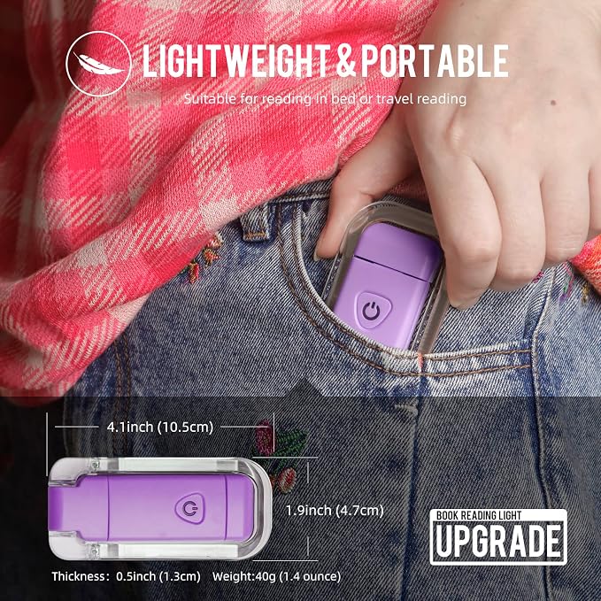 EGWASER Book Light for Reading in Bed, USB Rechargeable Clip on Book Lights - Image 6