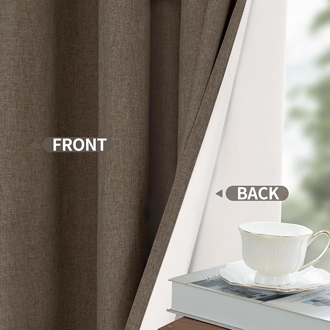 YoungsTex Brown Linen Blackout Curtains 63 Inches Long - Image 6