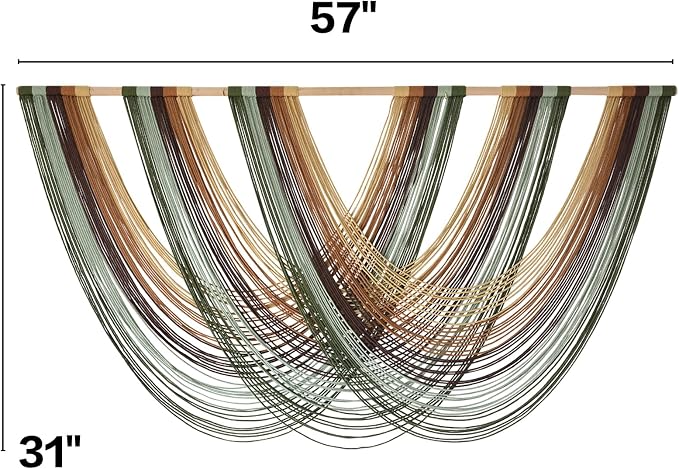 Macrame Wall Hanging Large Boho Wall Decor Yarn Wall Art Tapestry 57"W*31"L | - Image 5