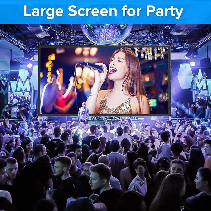 JWSIT 180 inch Projector Screen with Stand,Upgraded 3 Layers PVC 16:9 Large Outdoor Projector Screen,Portable Outdoor Movie Screen with Carrying Bag for Large Commercial Performance