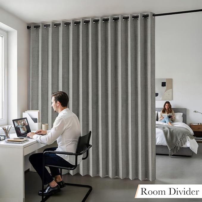 RYB HOME Accordion Style Room Divider Curtains 100% Blackout | Curtain - Image 9