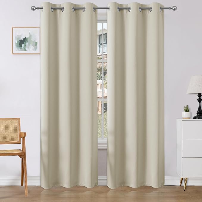 Joydeco Blackout Curtains 90 Inches Long 2 Panels Set, Thermal Insulated Long by JOYDECO