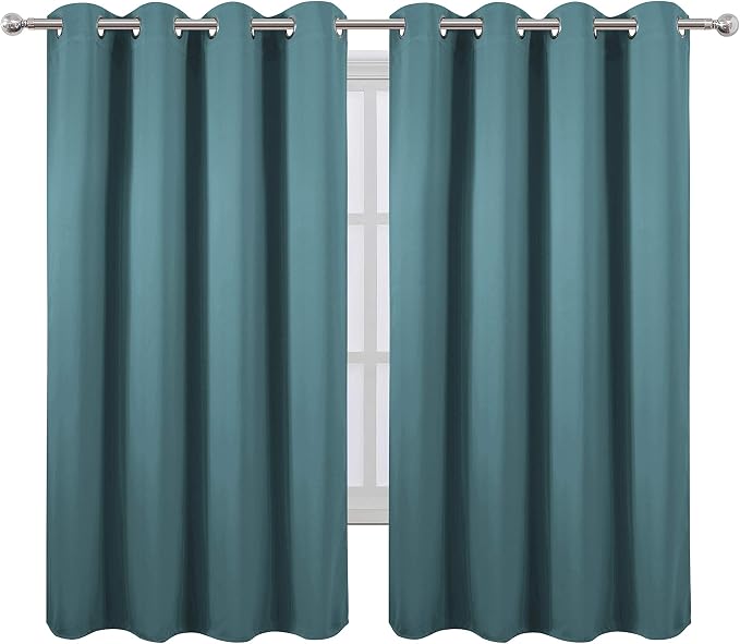 Sea Teal Thermal Blackout Curtains/52 x 72 Inch/Set of 2 Panels Room Darkening - Image 2