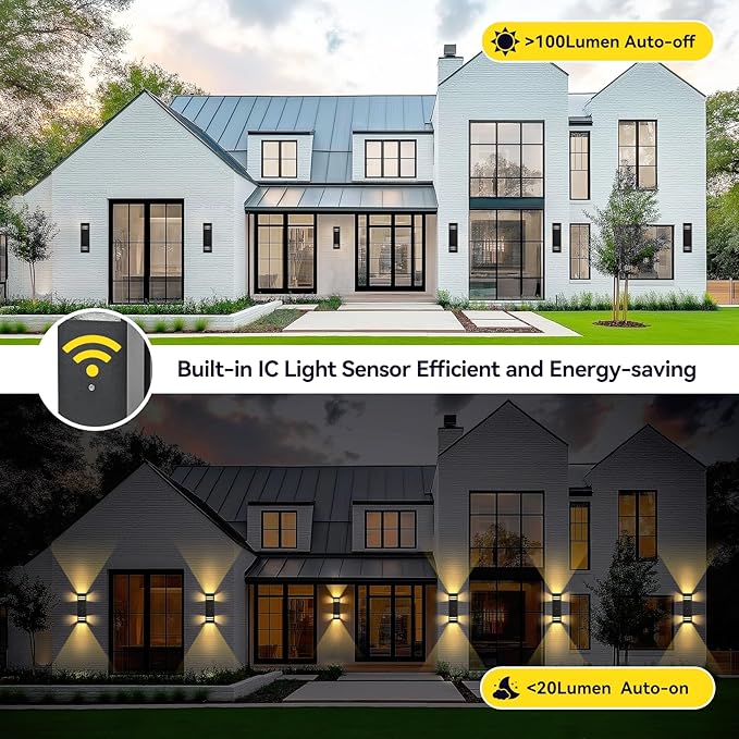 MZLITI Dusk to Dawn Outdoor Wall Light 2 Pack, Modern Exterior Lighting Fixtures for House, Black Outdoor Sconce Lights with LED Bulbs, Up Down Lights, Outside Garage Lights for House, Porch, Door