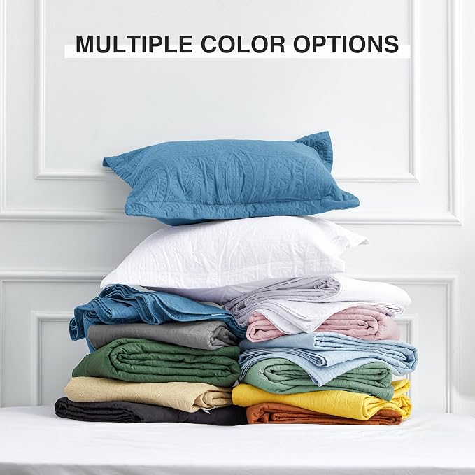 Love's cabin Oversized King Size Quilt Bedding Set Misty Blue Bedspreads - Image 8