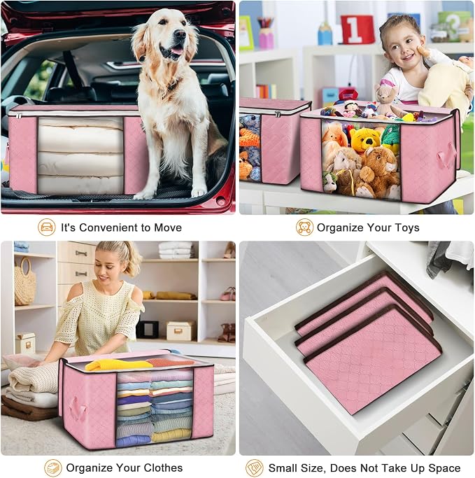 90L Large Storage Bags, 8 Pack Clothes Storage Bins Closet Organizers | - Image 5