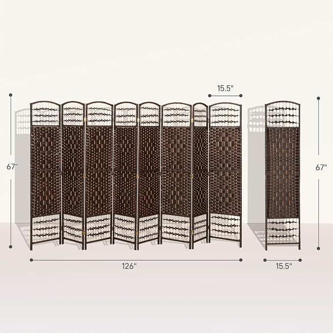 HOMCOM 8 Panel Room Divider, Folding Privacy Screen, Wave Fiber Freestanding - Image 7