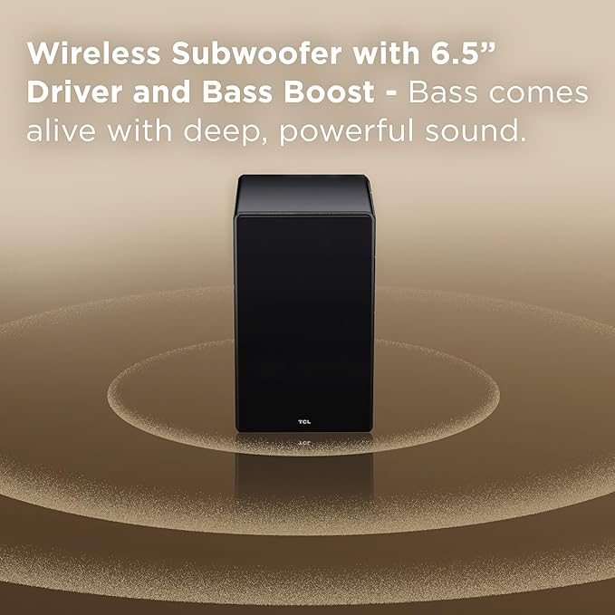 TCL Q65H 5.1 Sound Bar with Wireless Subwoofer for Smart TV | Dolby Atmos DTS:X Auto Room Calibration| 580W Power Bluetooth Home Theater Speaker with Bass | App Control & Remote Control | Latest Model