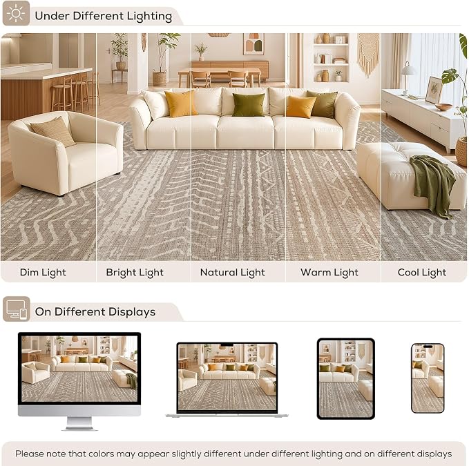 Nakagishi Area Rug Living Room Rugs: 11x14 Large Soft Machine Washable Boho - Image 9
