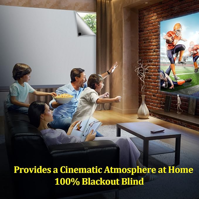FADOTY 100% Blackout Curtains 2 Pack, No Drill, Sun Heat Light Blocker - Image 7
