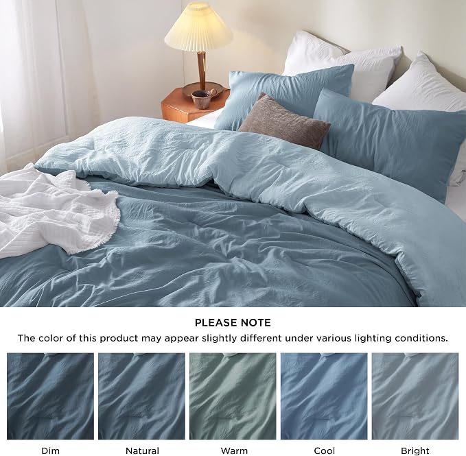 Bedsure Full Comforter Set, Mineral Blue Soft Prewashed Bedding - Image 7