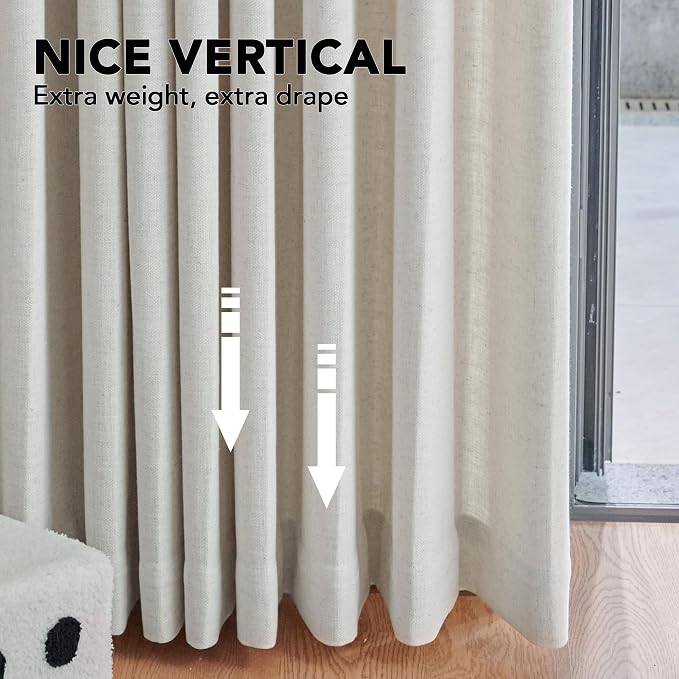 Deconovo Sheer Curtains, Light Filtering Linen Blend Drapes - Image 5