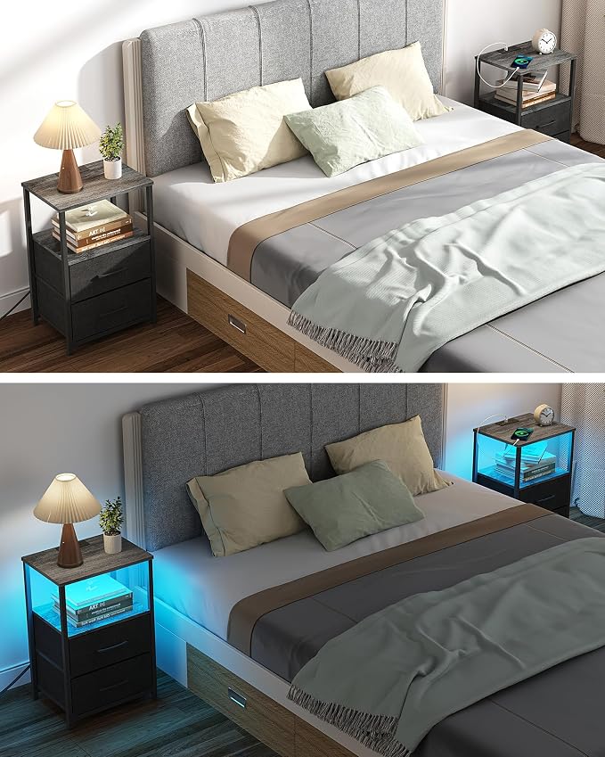 TUTOTAK LED End Table with Charging Station, Night Stand, Side Table with 2 USB - Image 9