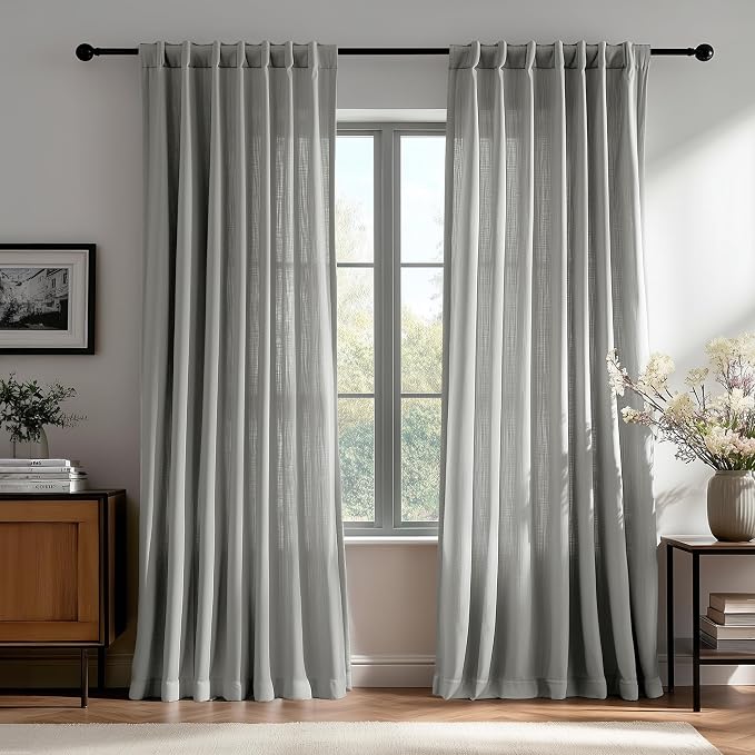 Deconovo Linen-Blend Semi-Sheer Curtains 2 Panels, Hidden Tab and Rod Pocket by Unknown