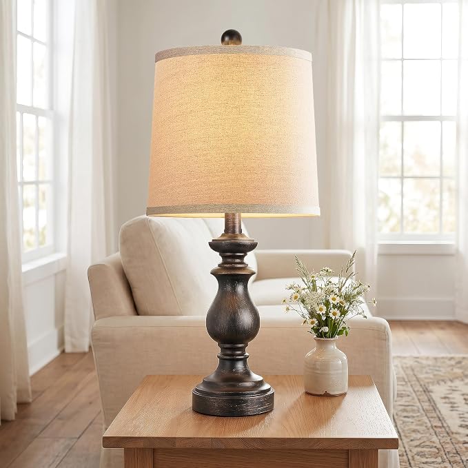 Traditional Table Lamp Set of 2, Rustic Farmhouse Table Lamps - Image 5