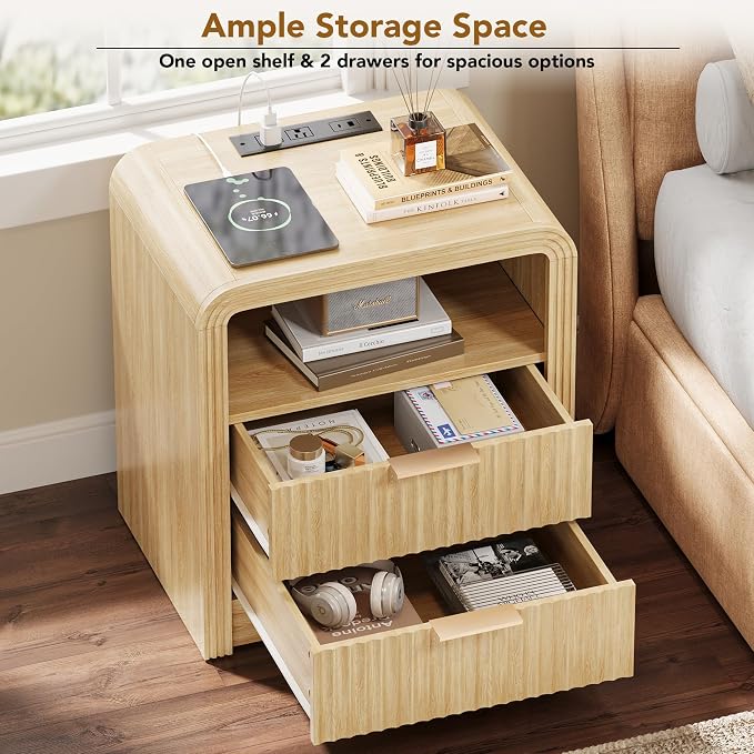 Decofy Fluted 2-Drawer Nightstand - Image 3