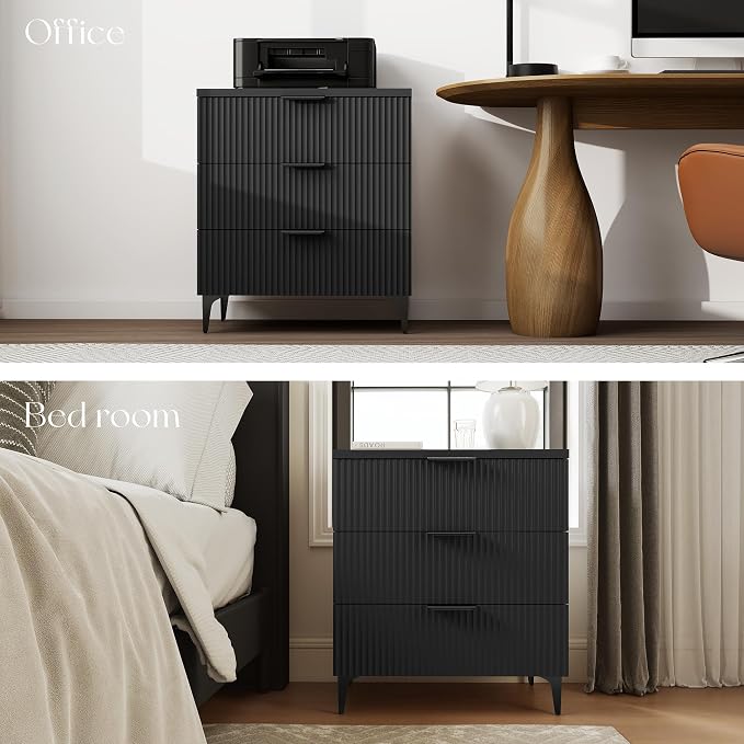 25.6" W Black Fluted Nightstand - Image 4